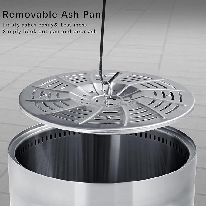 15 Stainless Steel Smokeless Fire Pit, Outdoor Smokeless Firepit, Wood Burning Fire Pits for Camping, Bonfire, Low Smoke Firepit for Outside (Oblique Hole)