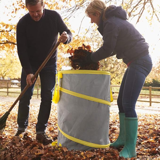 30 Gallon Collapsible Trash Can 3 Pack, Garden Bag Pop Up Camping Trash can, Reusable Leaf Bag Holder, Yard Waste Bag