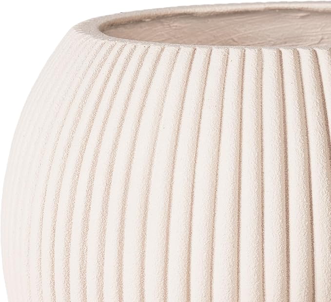 16 Inch Handmade Outdoor Planter - Classic Striped Design | Fiberglass & Composite Material | Durable for Commercial & Home Decor