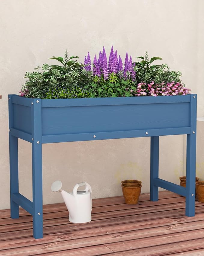 Raised Garden Beds Outdoor with Legs,Outdoor Planter Box,Non-Cracking,Rust Resistantand Rot-Resistant for Vegetable Garden for Backyard, Patio, Balcony Outdoors/Indoors, Navy