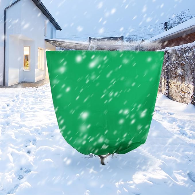 Svepndic 4 PCS Winter Plant Covers Freeze Protection,39X39 Reusable Plant Protector Bag with Drawstring,Winter Plants Jacket Warm Shrubs Cover Blanket Frost Protection for Outdoor Garden Plants