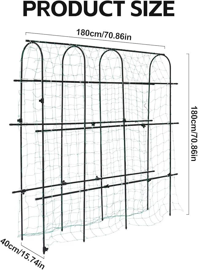 6Γ6 Feet Garden Trellis for Climbing Plant, Kalolary Large Garden Cucumber Trellis U-Frame Vegetable Beans Fruit Grow Trellises Rustproof Metal Plant Climbing Support for Indoor Outdoor Vine Stand