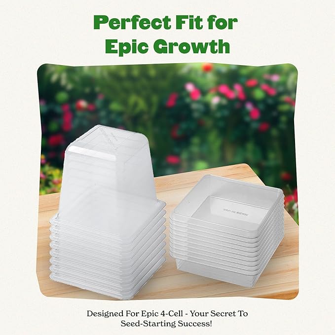 Epic Gardening Reusable Germination Domes & Trays - Easy Watering Seed Starting - Gardener Friendly Plant Trays for Seedlings | UV-Treated & BPA-Free (8)