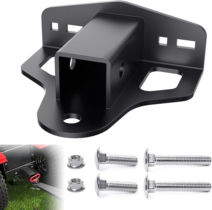 Zero Turn Lawn Mower Hitch with 2" Receiver,6mm Thicker Heavy Duty Steel Trailer Receivers Hitch, Compatible with Many Models Lawn Mower, Tractor, Trailer, Golf Cart Etc.