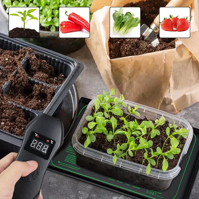 1 Pack Seedling Heat Mat with Digital Thermostat Controller,10" x 20.75" Temperature Control Waterproof Heating Pad for Seed Starting Indoor Plants Germination