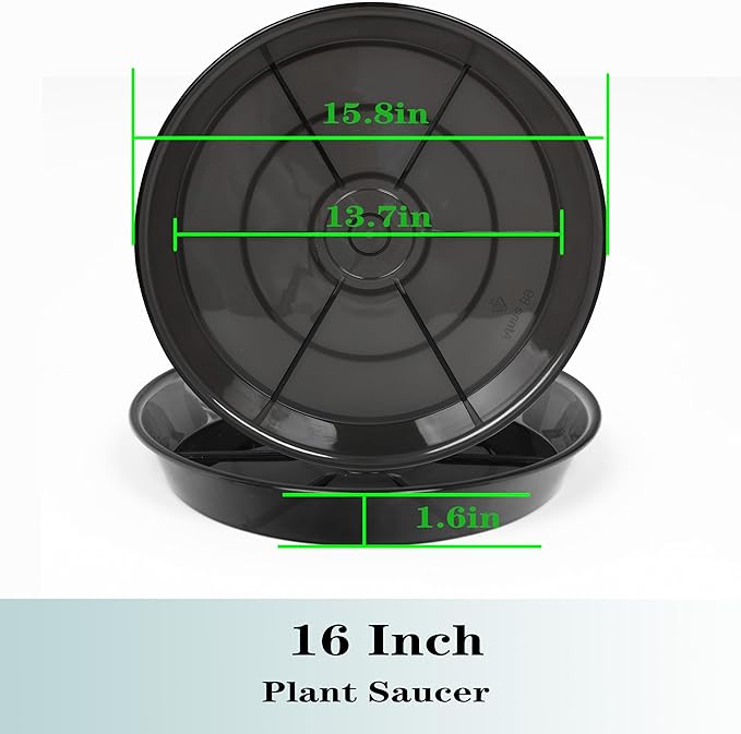 Plant Saucer 16 Inch 4 Pack 10 14 16 18 Large Plant Trays for Pots Heavy Duty Round Plastic Plant Saucers for Indoors Outdoors, Flower Pot No Holes Plant Drip Trays