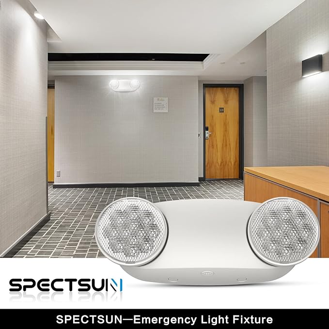 6 Packs Emergency Lights for Business, with Battery Backup,Hard Wired, UL 924 Certified,AC 120/277V,Two Head Adjustable LED Emergency Lighting.
