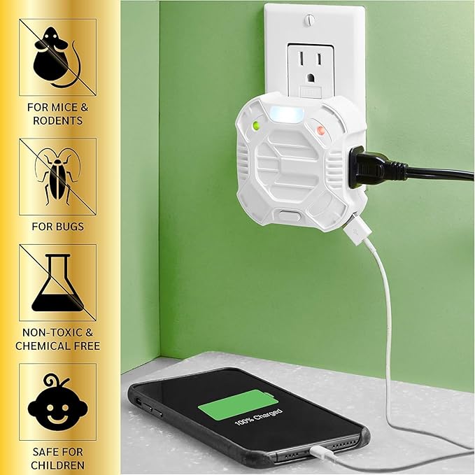 Riddex X Plus Insect Repellent - Plug in, Mouse Deterrent - Pest Reject for Defense Against Rats, Mice, Roaches, Bugs and Insects - Control Pests with No Toxins, 2-Pack