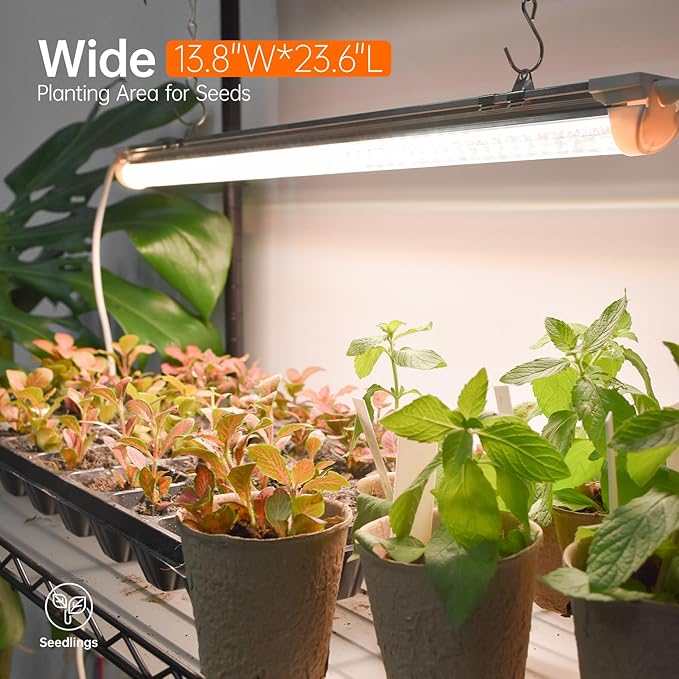 Plant Shelf with Grow Light with Timer, Plant Stand with Adjustable Rack and Wheels, 3 Pack 72W T8 2FT Full Spectrum Grow Lights for Indoor Plants, Seed Starting, Seed Tray, 23.5"x13.8"x59"
