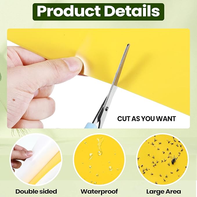 Qualirey 150 Pcs 6 x 8 Inch Sticky Traps for Plant Double Sided Sticky Trap for Gnats with Twist Ties Fly Traps for Fruit Insect Fungus Bugs Indoor Outdoor (Yellow)
