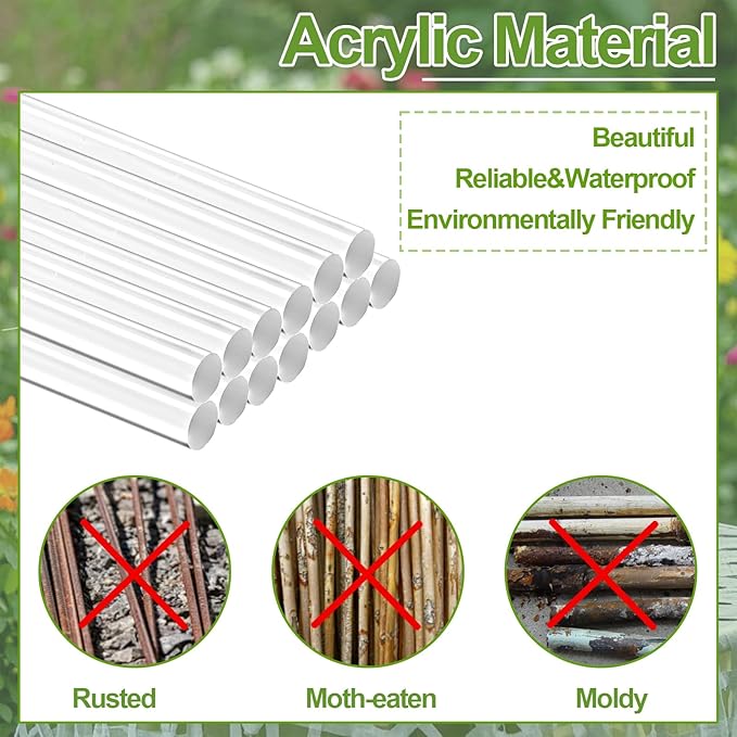 30 Pcs Plant Stakes Orchid Stakes 16Inch & 11Inch Clear Acrylic Plant Sticks Plastic Plant Support Stakes for Indoor Outdoor Garden with 30 Plant Clips for Potted Plants Vegetables Flowers