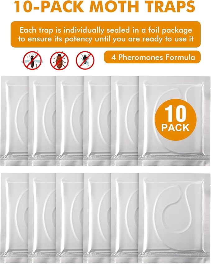 Pantry Moth Traps - Extra Strength Hanging Clothes Clothing Moth Traps with Pheromone for House Pantry Indoor Closets - 20 Pack