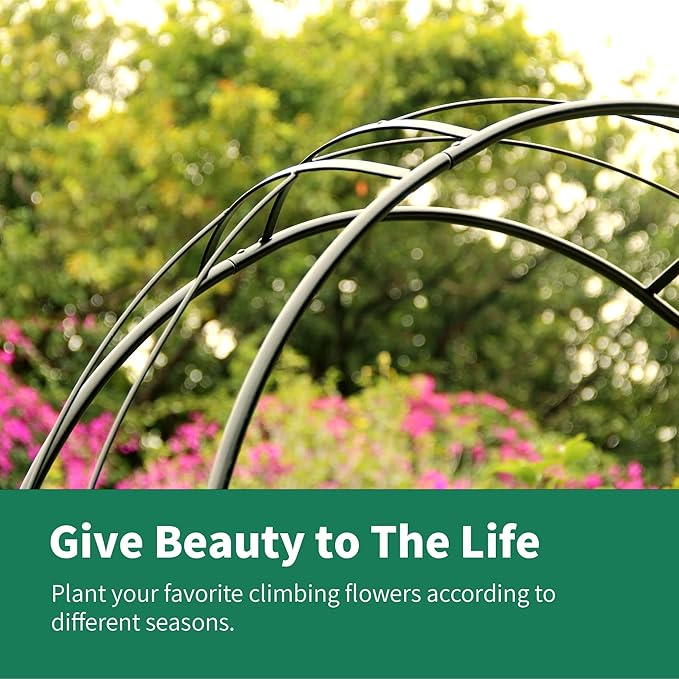 SCENDOR Metal Pergola Arbor, 95.3" H x 45" W Garden Wedding Arch Curved Metal Enduring Iron Garden Arch Trellis for Climbing Plants Outdoor Ceremony Arty Decoration