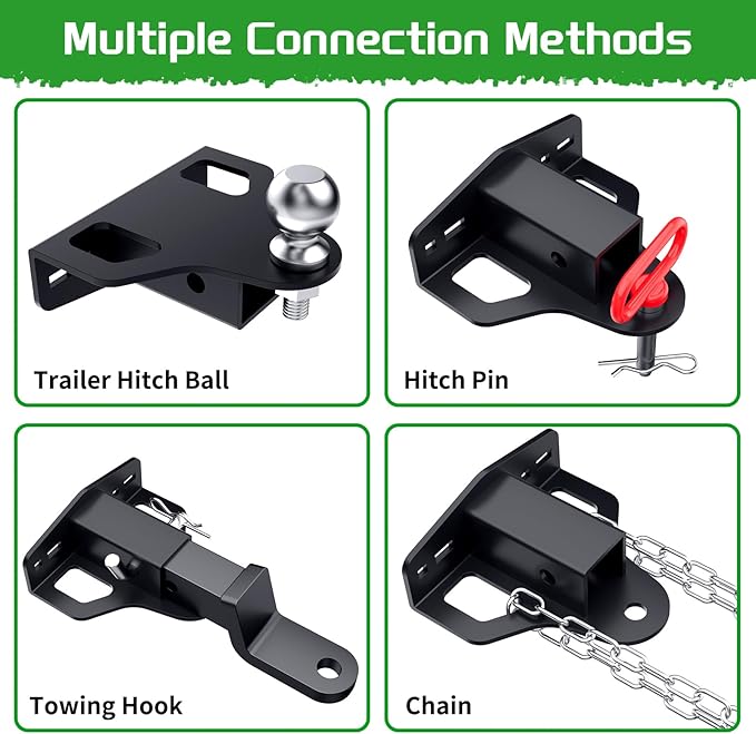 Zero Turn Lawn Mower Hitch with 2" Receiver,6mm Thicker Heavy Duty Steel Trailer Receivers Hitch, Compatible with Many Models Lawn Mower, Tractor, Trailer, Golf Cart Etc.