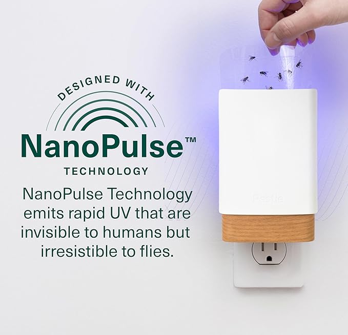 Pestie Flying Insect Trap, NanoPulse Tech Attracts & Kills Flies, Fruit Flies & Gnats, 24/7 Fly Trap with UV Light, Modern, Mess-Free Design, Easy Cartridge Swap (2 Devices & 4 Cartridges)