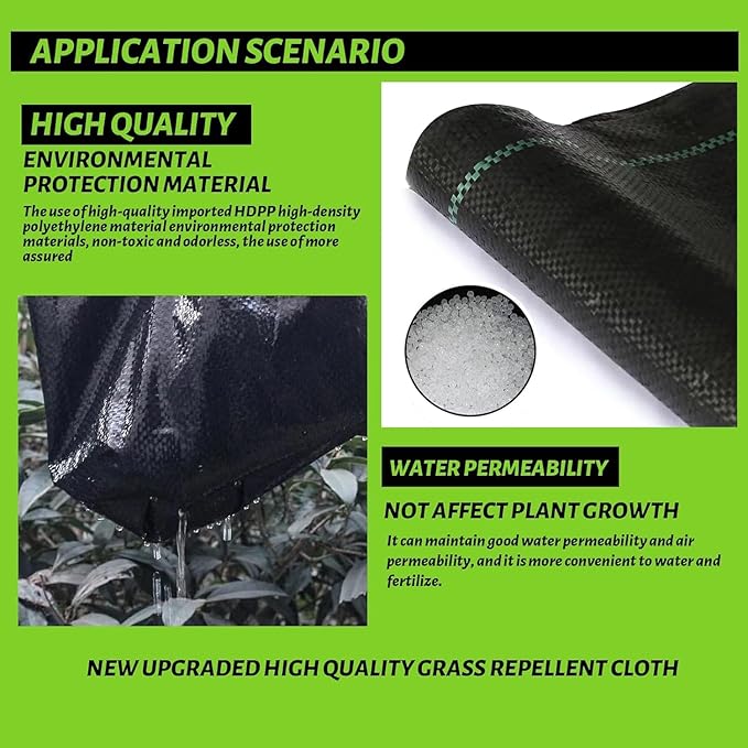6x300FT Weed Barrier Landscape Fabric Heavy Duty, 3.2oz Durable Geotextile Fabric, Weed Block Gardening Ground Cover Mat, Weed Control Garden Cloth for Landscaping, French Drains, Yard Driveway