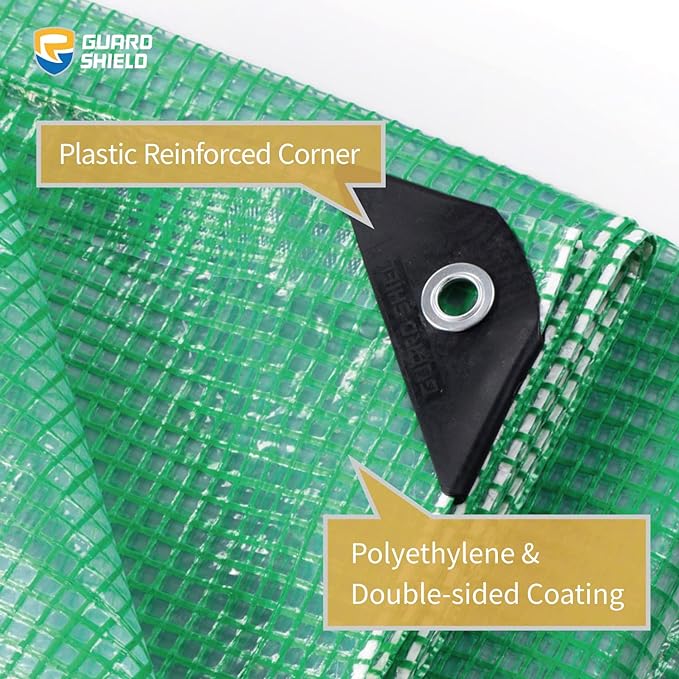 GUARD SHIELD Clear Green Tarp Heavy Duty 6x8 Feet Waterproof for Greenhouse Outdoor Garden Poly Cover UV Resistant 3x3 Weave 10mil (2-Pack)