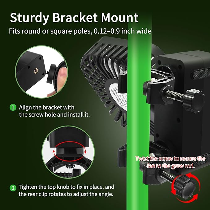 6" Grow Tent Fan with Temp & Humidity Display, Auto Temp & Humidity Control, 4 Speeds, 90° Oscillation, 2-Pack