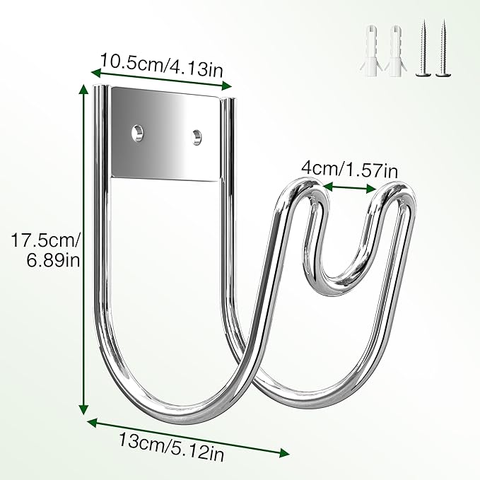 Stainless Steel Garden Hose Holder - Silver SS304 Water Hose Holder - Wall Mounted Hose Hanger Heavy Duty for Water Hose Extension Cords Vacuum Hose, Anti-Rust.