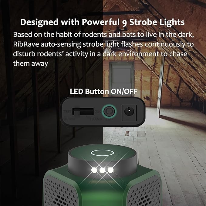 Mice Rat Repellent for House Rodent Squirrel Repellent Ultrasonic Mouse Deterrent Device Bat Removal Attic Garage Basement Crawlspace Indoors(Green)