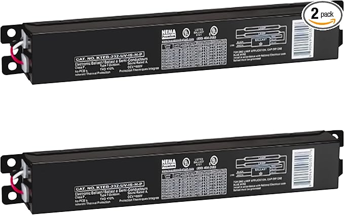 OHLECTRIC 2 Pack - Replacement for Keystone KTEB-232-UV-IS-H-P 2 Lamp T8 Electronic Fluorescent Ballast with High Light Output | 120-277V Input with Instant Start Operation | 1.18 Ballast Factor