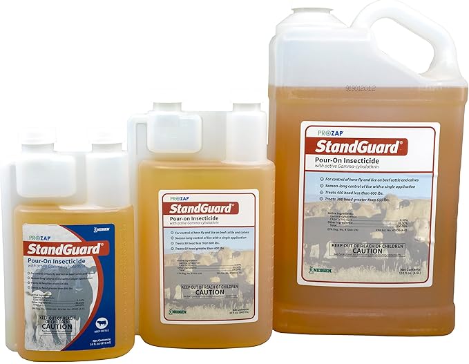 Neogen 1907850 Prozap StandGuard Pour-On 473 mL Insecticide, Yellowish. Brown
