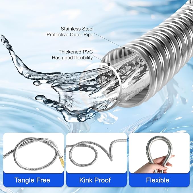 Metal Garden Hose 150 ft – 304 Stainless Steel Water Hose with Nozzle Sprayer, Garden Hoses Flexible, Lightweight, No Kink, Heavy Duty for Outdoor (150 ft)