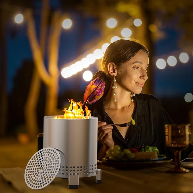 KEESHA 2PCS Pellet Adapter for Solo Stove Campfire and Mesa XL Fire Pit Dual Fuel Wood and Pellet Converter Prevents Pellet Dropping, Extends Burn Time Stainless Steel, 2mm Thickness (Dia:6.22 in)