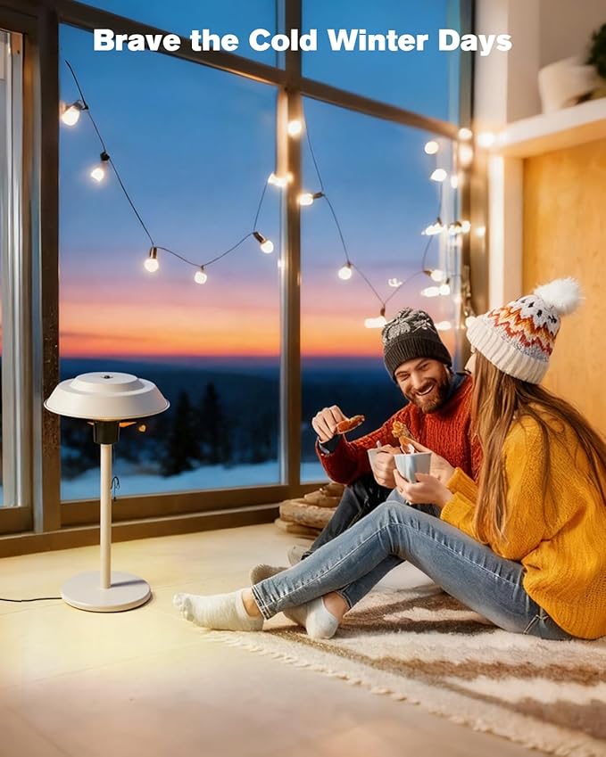 Electric Patio Outdoor Heater, 600W/900W/1500W Infrared Tabletop Heaters for Indoor Oudoor Use, IP55 Waterproof, Tip-over & Overheating Protection, Perfect for Garden, Balcony, Garage, Backyard
