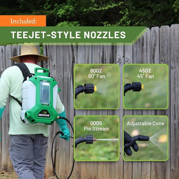 FlowZone Zephyr Flow Optimized QuickSwap Compatible Battery Powered Backpack Sprayer - 4 Gallon Electric Sprayer for Lawn, Garden, Pest Control (Battery + Charger Included)