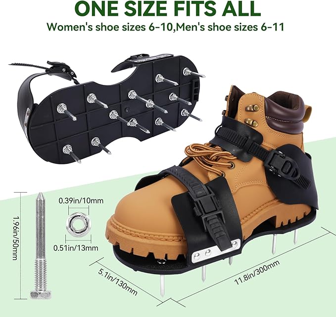 HFH Lawn Aerator Shoes for Grass,Aeration Shoes for Lawn,Spike Shoes for Lawn Aerating (Buckle)