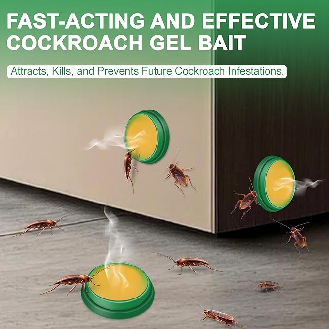 Roach Bait - Cockroach Killer Indoor Infestation, Roach Traps Cockroach Bait Gel, Get Rid of Roaches Permanently Indoor Home & Outdoor Infestation, Cockroaches Repellent Killer (12)