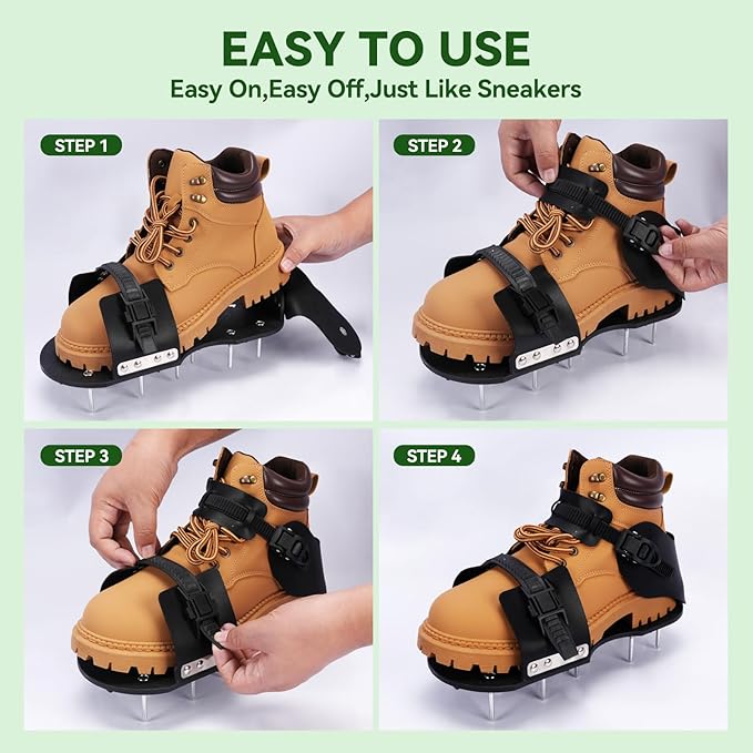 HFH Lawn Aerator Shoes for Grass,Aeration Shoes for Lawn,Spike Shoes for Lawn Aerating (Buckle)