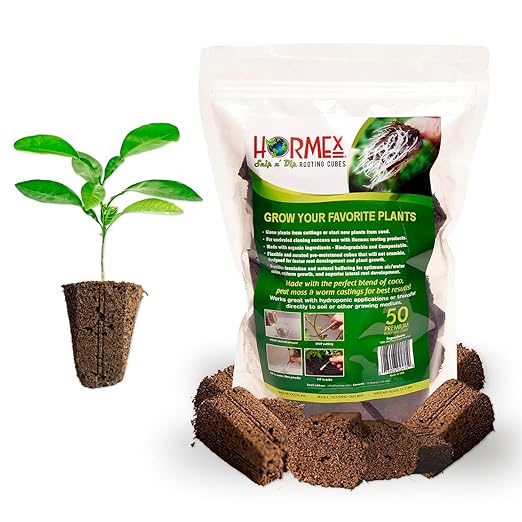 Hormex Rooting Powder #8 & Rooting Cubes Combo - Rooting Hormone for Semi-Hardwood Cuttings & Organic Peat Moss Coco Plugs - Fast, Healthy Root Growth for Propagation, Hydroponics, & Seed Starting