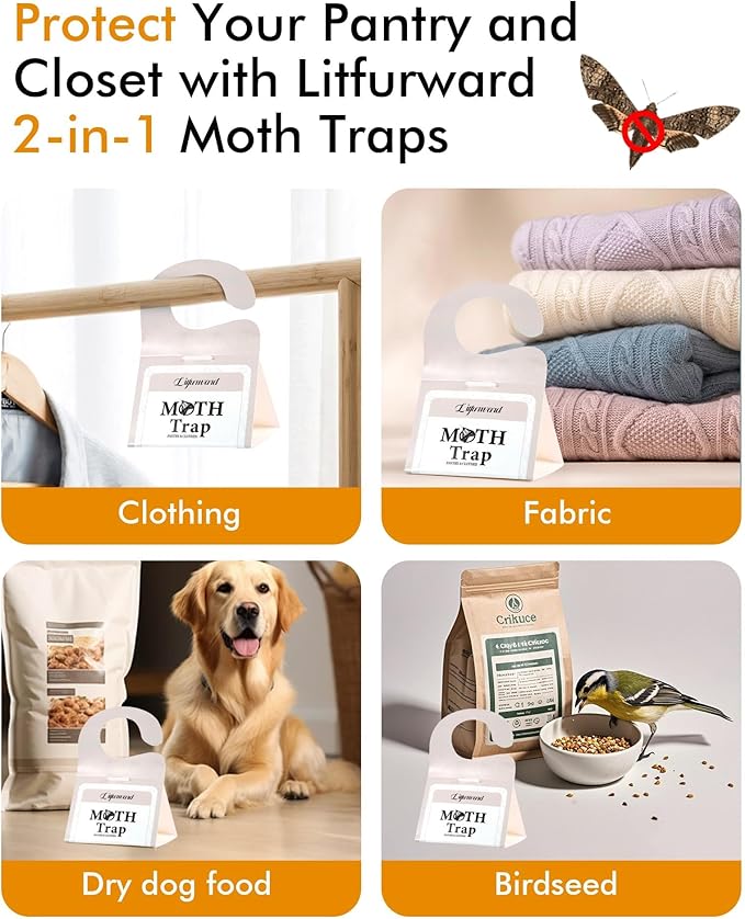 Pantry Moth Traps - Extra Strength Hanging Clothes Clothing Moth Traps with Pheromone for House Pantry Indoor Closets - 20 Pack