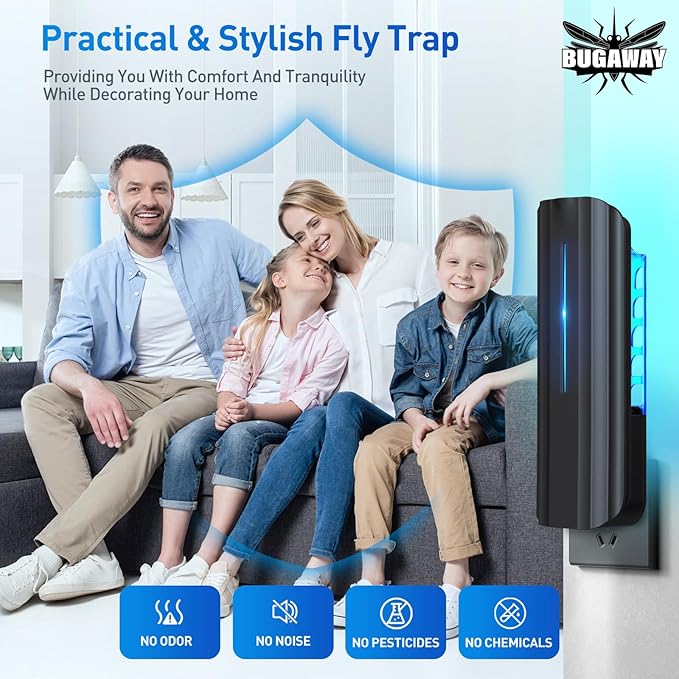 Fly Trap Indoor, 2 Devices with 20 Refills Fruit Fly Traps for Indoors, Flying Insect Trap Plug in Mosquito Bug Zapper Indoor for Home, Moths Catcher Gnats Traps for House with 9w Blue & UV Light