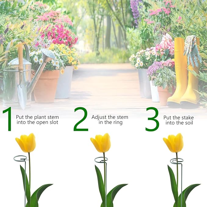 36 Inch 12 Packs Plant Support Stakes,Garden Single stemmed Plant Support Hoops, Plant Prop, for Flowers,Orchid, Tomatoes Peony Lily Rose (36 inch)