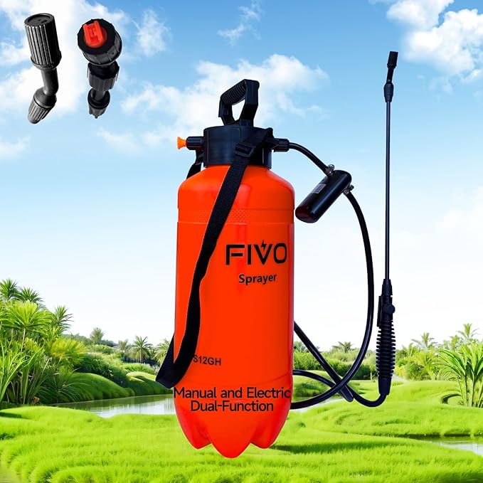 Battery Powered and Manual Sprayer (Dual Function) for Yard, Garden and Agriculture 2 Gallon