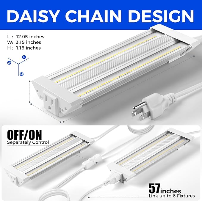 Barrina TX18 1FT Grow Light, 18W(90W Equivalent), High PPFD, 5000K Daylight Full Spectrum LED Grow Light Strip, Plant Light for Greenhouse Indoor Growing, Seedling with On/Off Switch, Linkable, 1 Pack