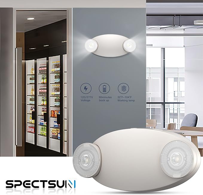 1 Pack LED Emergency Light with Battery Backup-Adjustable 2 LED Bug Eye Head Emergency Lighting -UL Certified 120-220VAC Emergency Exit Lighting Fixtures for Business/Home.