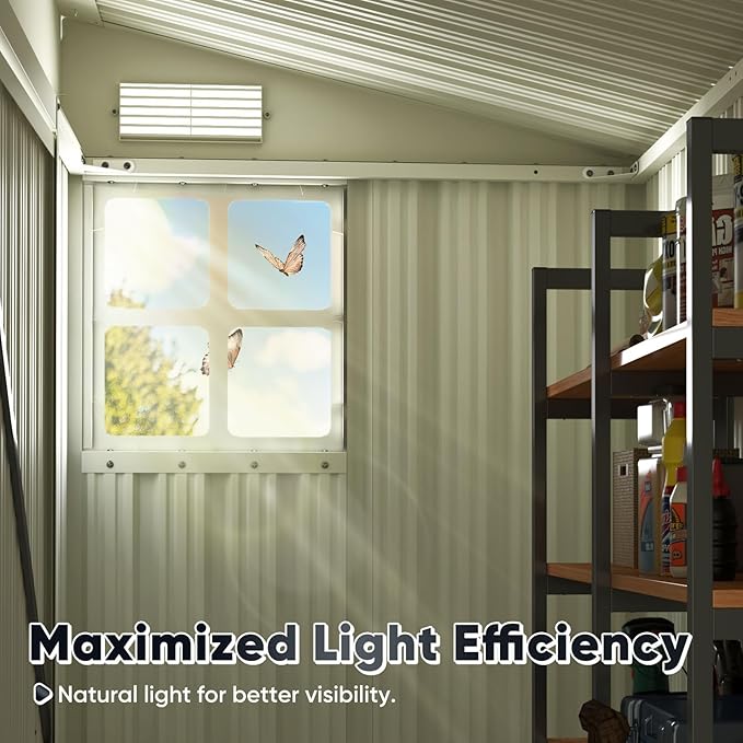 Quictent 5X3 FT Heavy Duty Outdoor Metal Storage Shed,Lockable Garden Shed with Rotating Roof, Waterproof Shed for Bike Storage, Tool Storage, Temporary Storage,Brown(5.5X2.8 FT Base, No Floor)