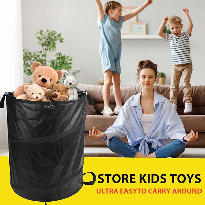 YUDI & GARDEN 45 Gallon Collapsible Garden Bag|Collapsible Trash Can|Camping Trash Can,Black,for Collecting Weeds,Grass Clippings,Party and Yard Waste