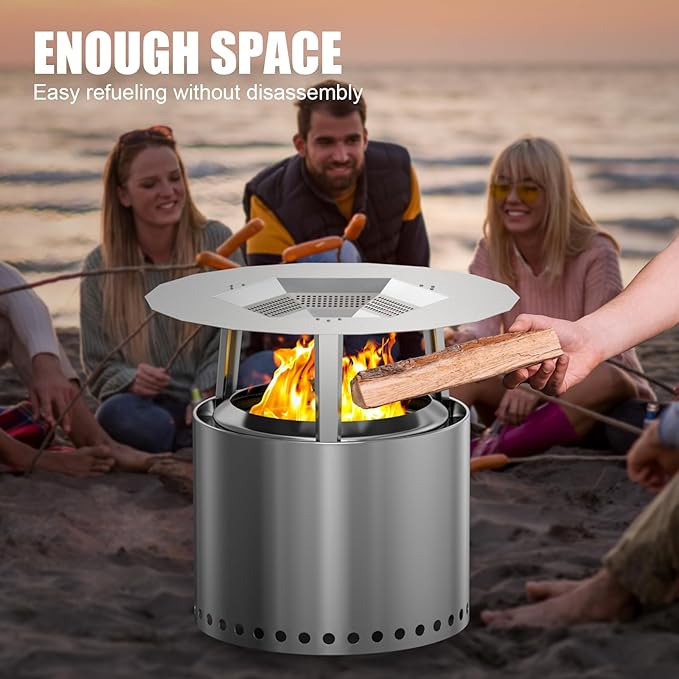 LS'BABQ One-Piece Heat Deflector for Solo Stove Ranger 15", Stainless Steel Heat Diffuser Accessories for Ranger Fire Pit with 3 Leg, for Most 15 inches Outdoor/Indoor Backyard Camping Fire Pit Stove