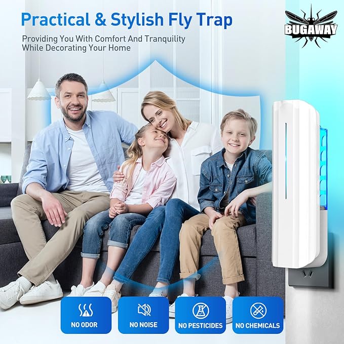 Fruit Fly Traps for Indoors, 2 Devices with 20 Refills Indoor Fly Trap for Home, Flying Insect Trap, Moth Gnat Traps for House Indoor Plug in Mosquito Bug Zapper with 9w Blue & UV Light