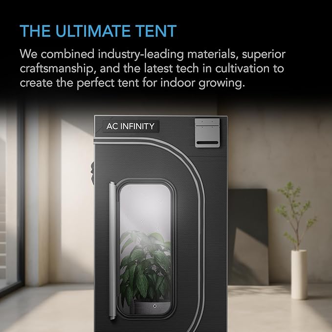 AC Infinity CLOUDLAB 811, Advance Grow Tent 10x10, Thickest 1" Poles, 2000D Mylar Canvas, Lab-Tested Highest Reflectivity, Largest Zipper Window, Controller Plate, 120" x 120" x 80" Indoor Growing