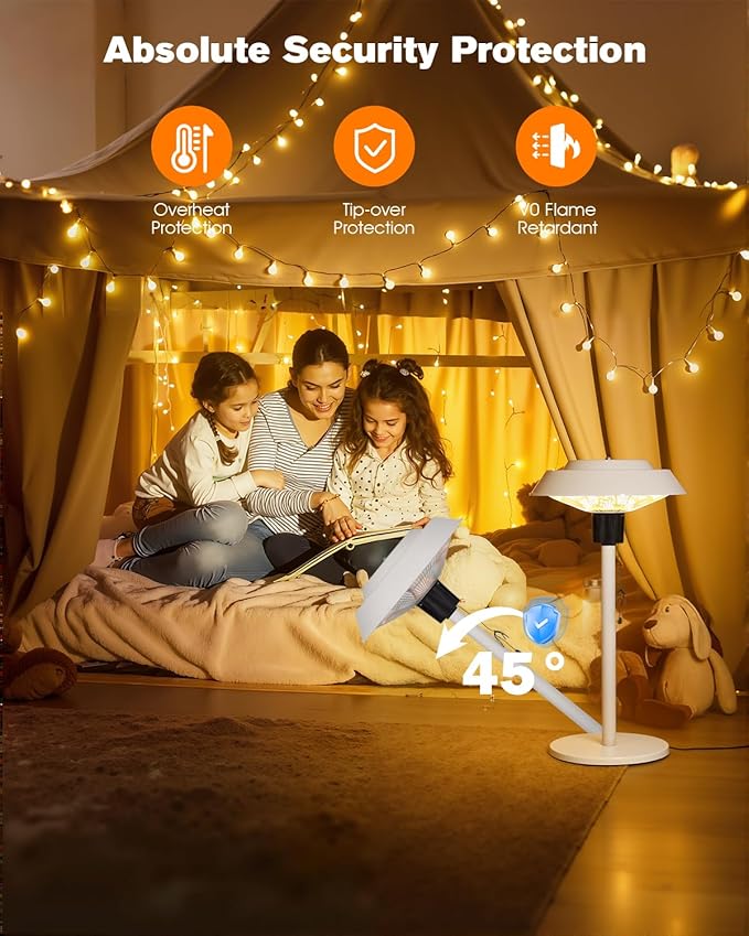 Electric Patio Outdoor Heater, 600W/900W/1500W Infrared Tabletop Heaters for Indoor Oudoor Use, IP55 Waterproof, Tip-over & Overheating Protection, Perfect for Garden, Balcony, Garage, Backyard