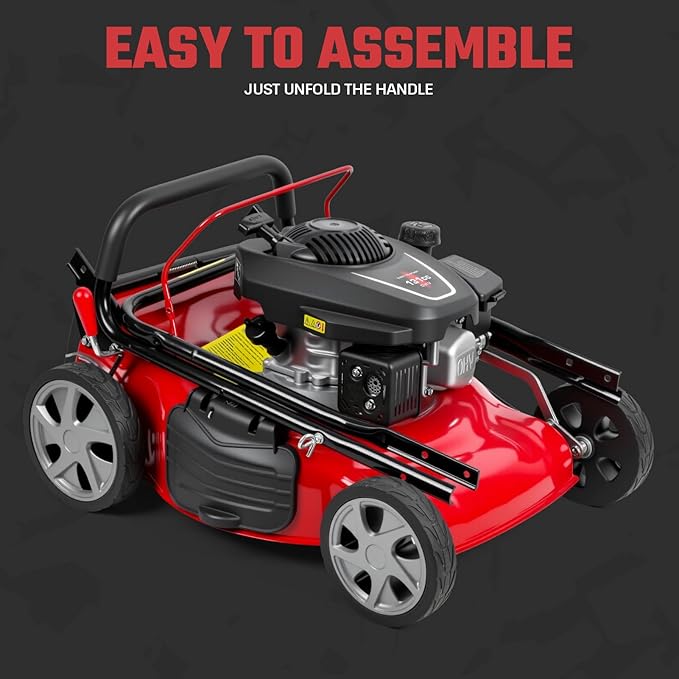 Gas Lawn Mower 131cc 4-Cycle, 3-in-1 Push Lawn Mower with 50L Grass Bag, Adjustable Cutting Height, Low Noise & Fuel-Efficient Design for Lawn, Yard and Garden Care