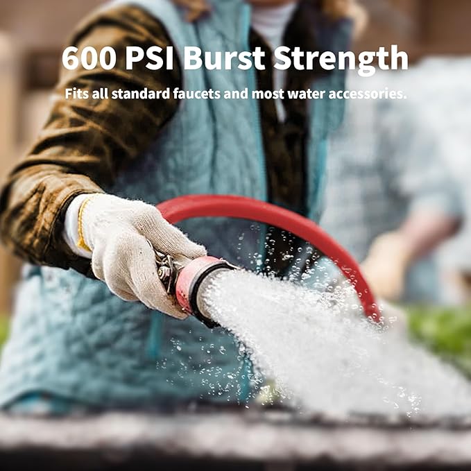 Garden Hose 15 ft x 3/4” Hot/Cold Heavy Duty Water Hose,-50°F to 190°F,Burst 600Psi Flexible Upgraded Rubber Hoses,3/4” Solid Fittings for All-weather Outdoor Lawn & Garden