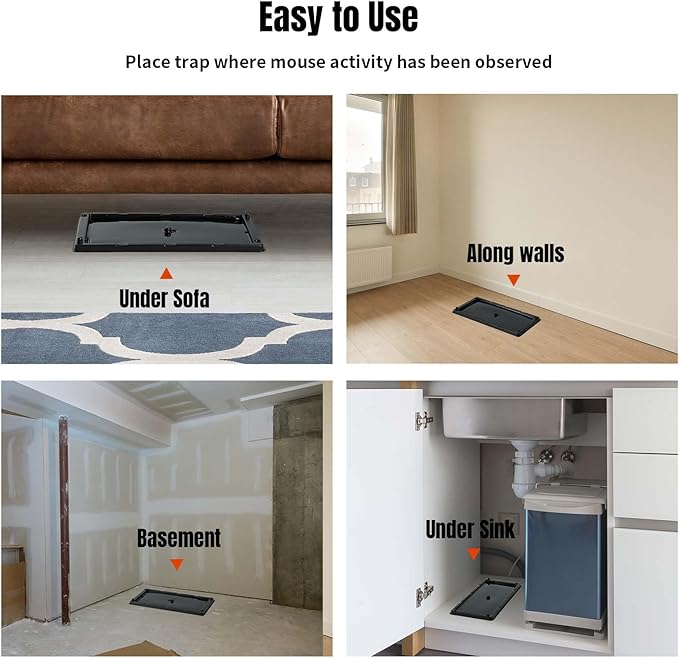 POPTRAP Rat Trap Heavy Duty & Large - 12 Pack, Super Sticky Mouse Trap with Ultra-Strong Glue, Mouse Glue Trap with Scent of Peanut Butter for Indoor & Outdoor, Non-Toxic & Long-Lasting