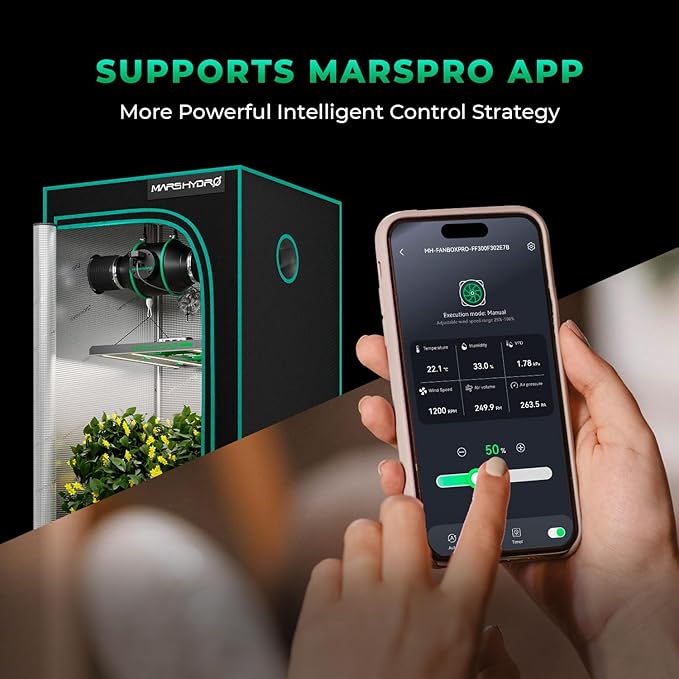 MARS HYDRO iFresh 4 Inch Smart Inline Fan Combo, with Variable Speed Controller, for Heating Cooling Booster, Grow Tents